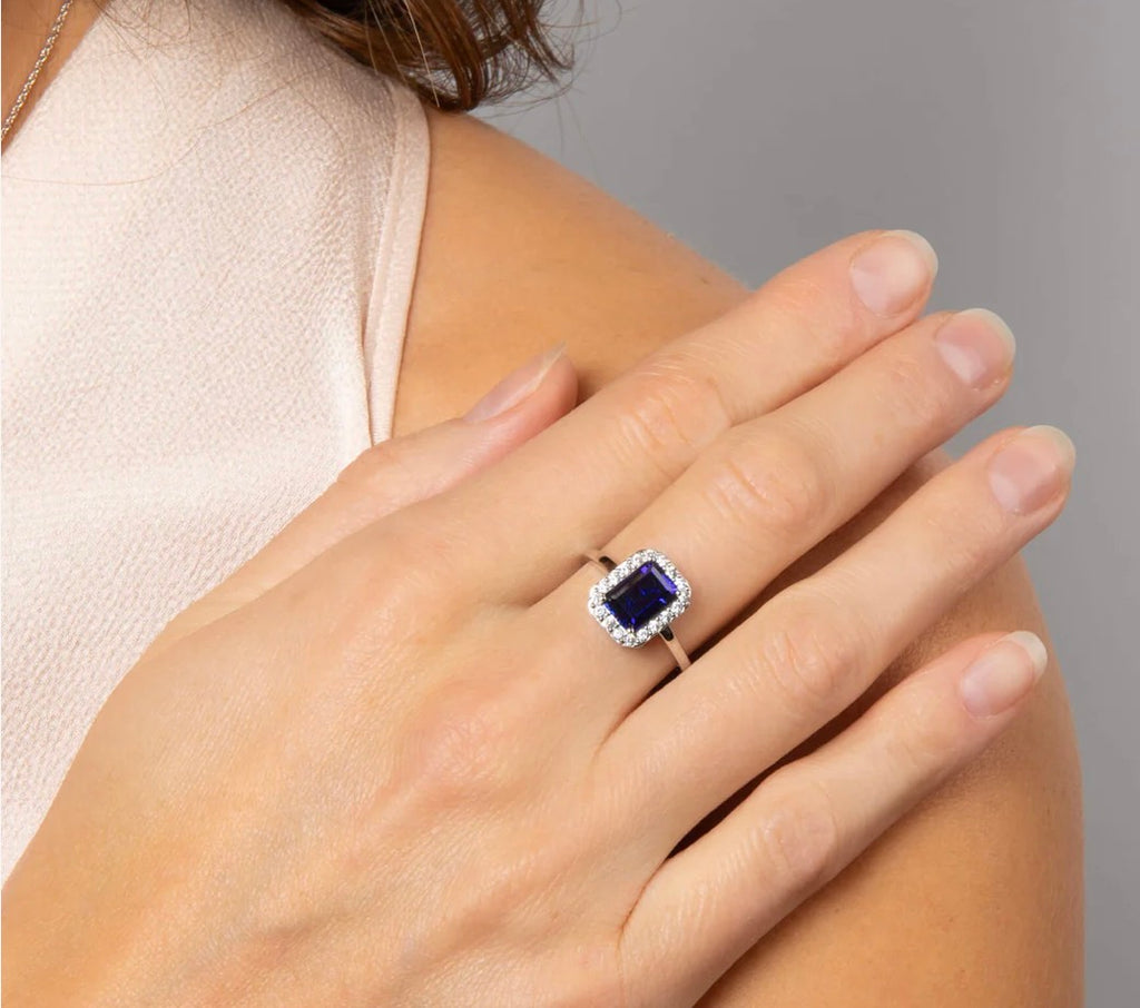 Geometric Halo Ring – Sapphire CZ & Diamonfire Zirconia