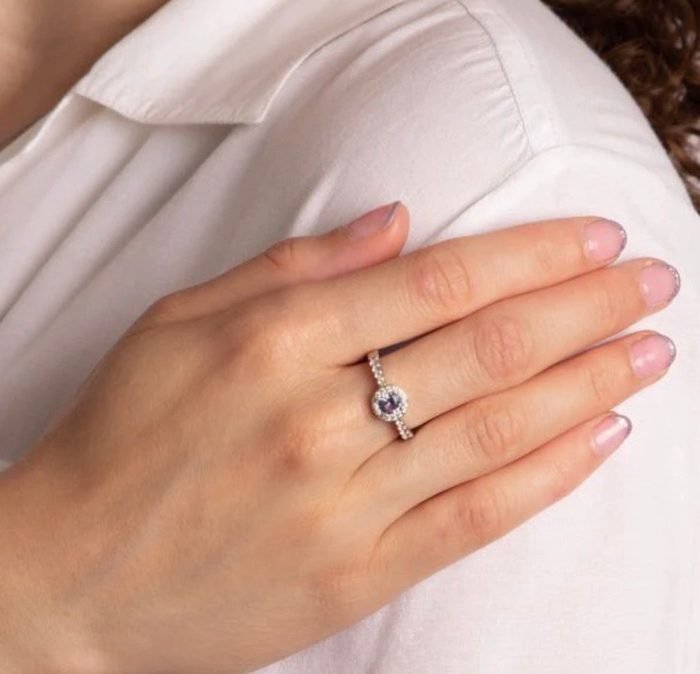 Blue Zirconia Pavé Ring – Sterling Silver