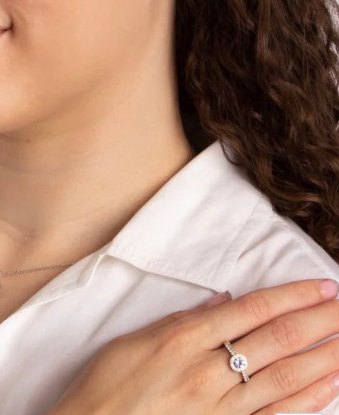 Blue Zirconia Pavé Ring – Sterling Silver