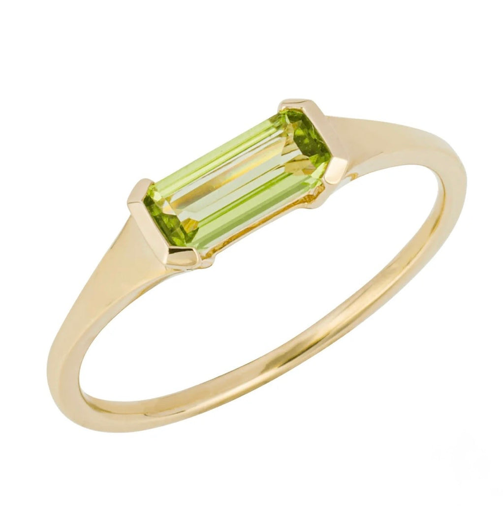 9ct Yellow Gold Emerald-Cut Peridot Ring
