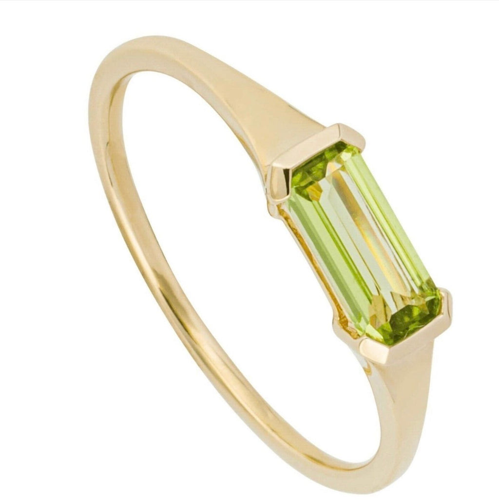 9ct Yellow Gold Emerald-Cut Peridot Ring