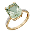 9ct Yellow Gold Amethyst Statement Ring with Diamond Shoulders