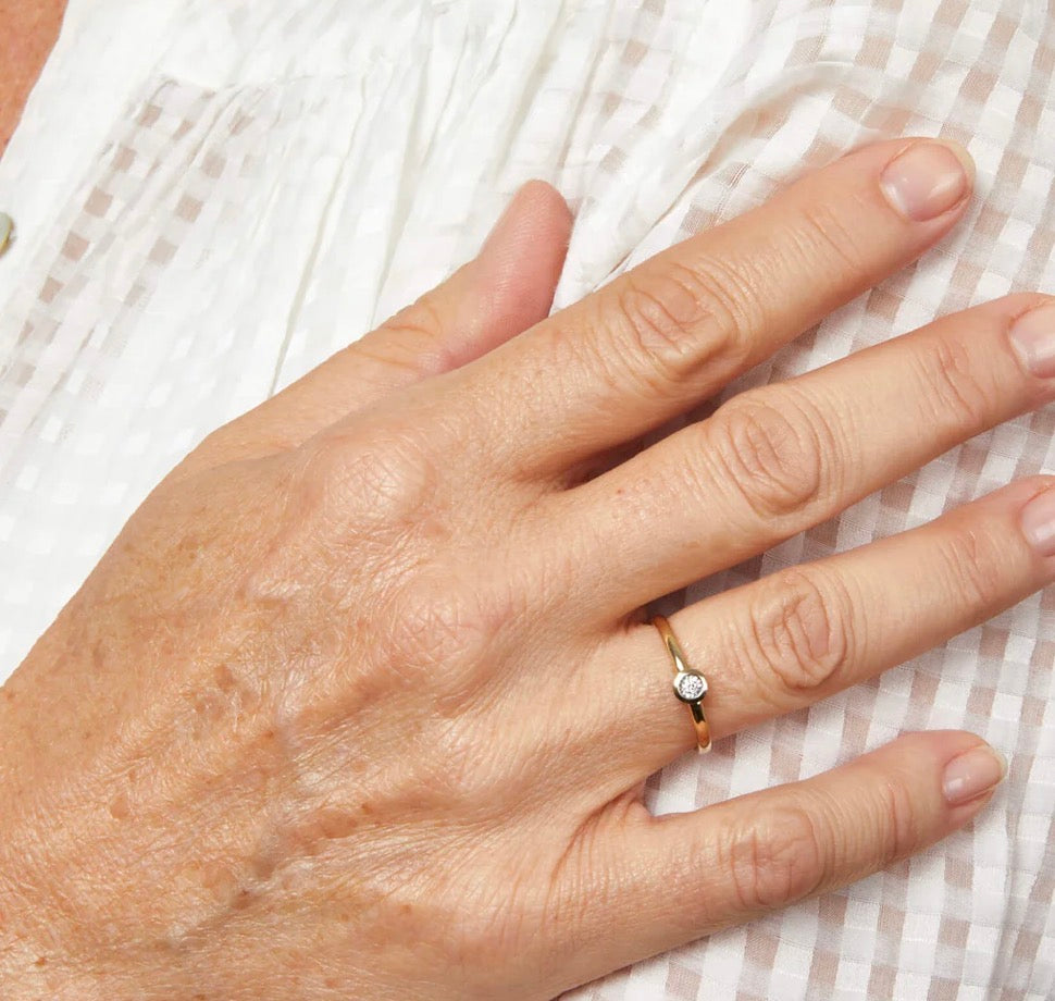 Rounded Bezel Natural Diamond Ring in 9ct Yellow Gold