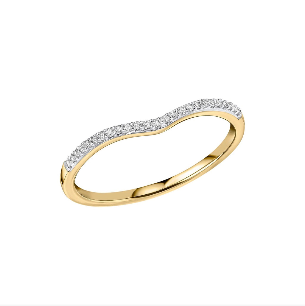 9ct Yellow Gold Diamond Set V-Shaped Ring