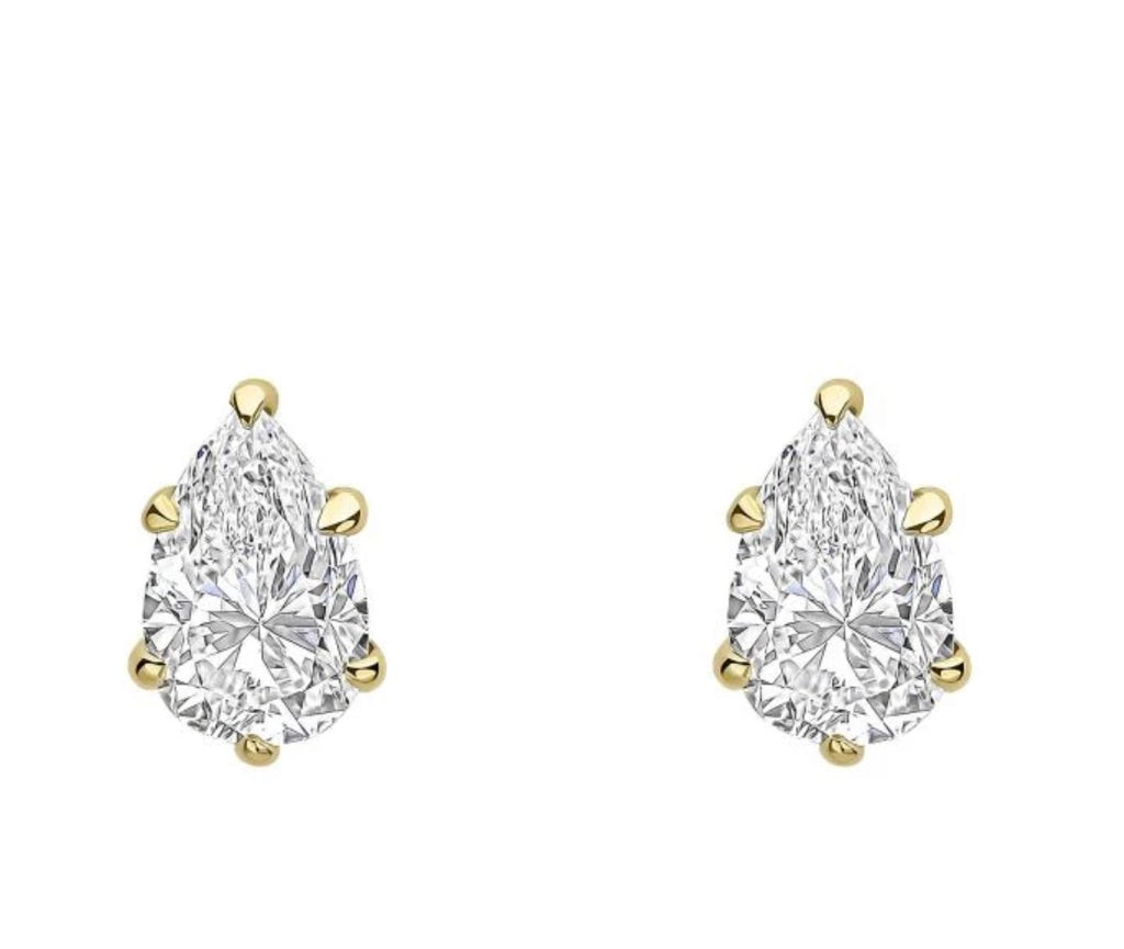 9ct Yellow Gold Pear-Cut Lab-Grown Diamond Stud Earrings – 0.50ct Total