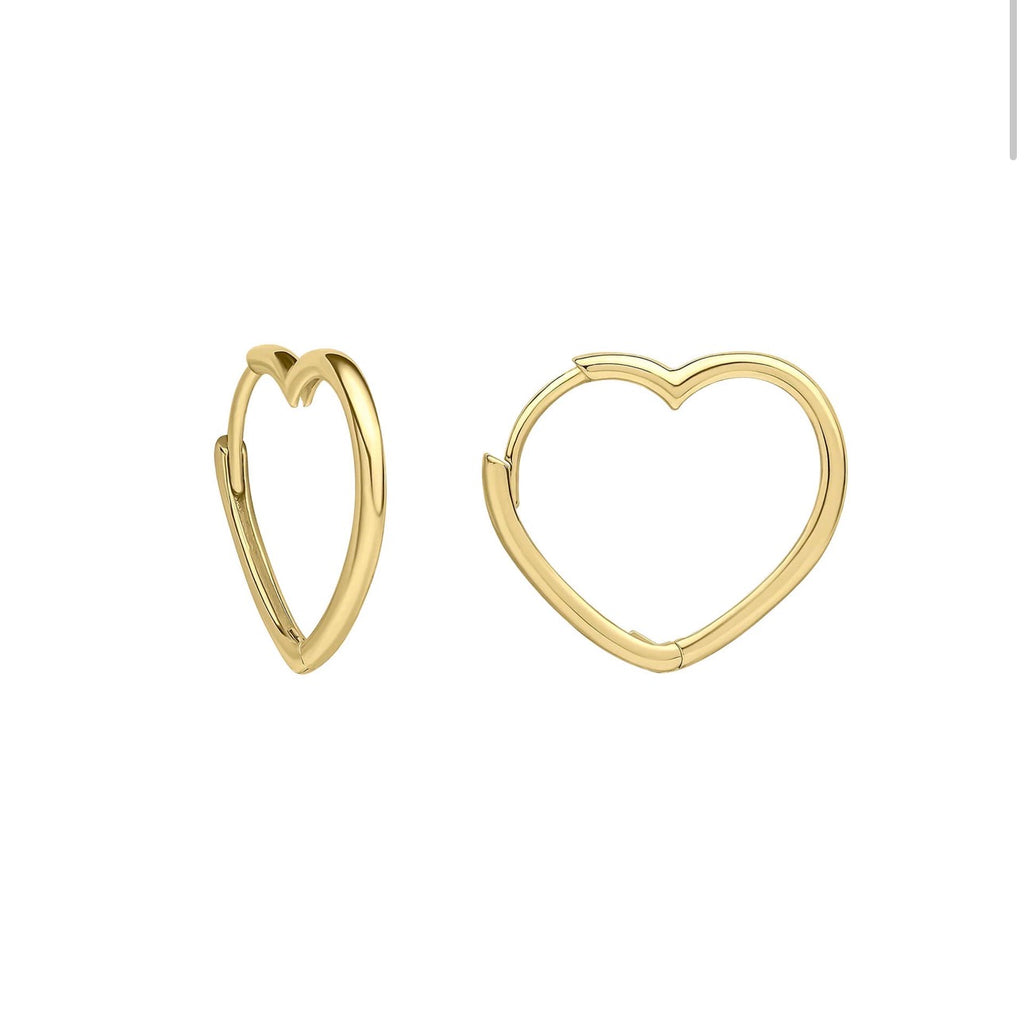 9ct Yellow Gold Open Heart Hoops