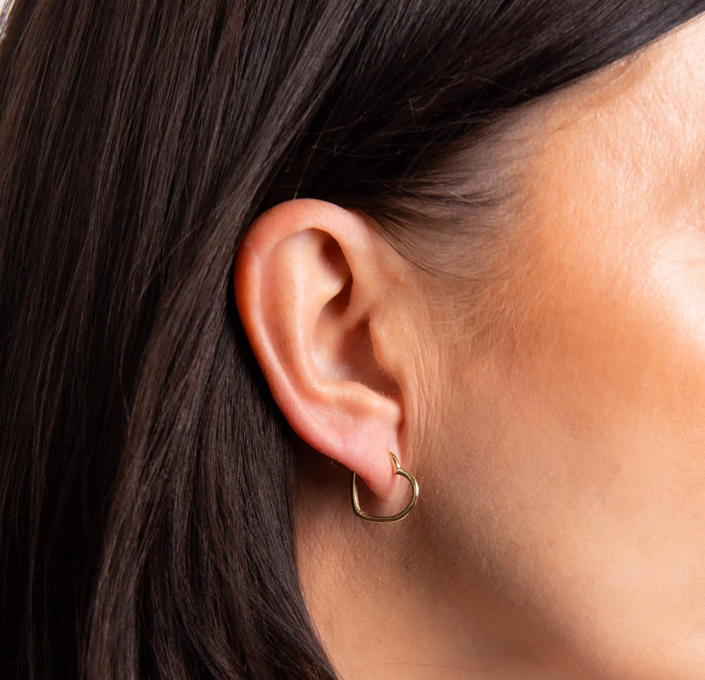 9ct Yellow Gold Open Heart Hoops