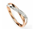 9ct White & Rose Gold Twist Ring with Pavé Diamonds