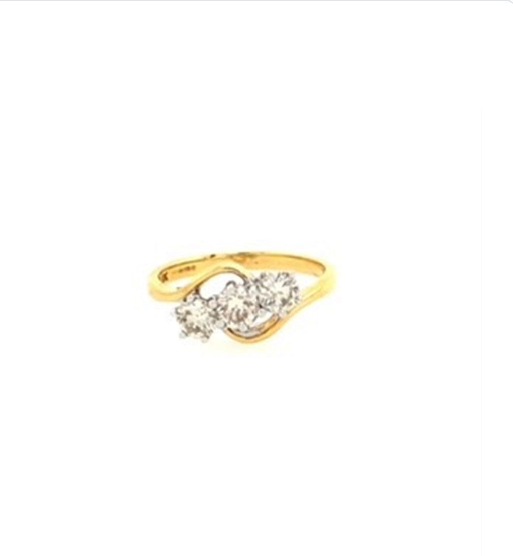 18ct Two-Tone Gold 1.00ct Diamond Swirl Trilogy Engagement Ring