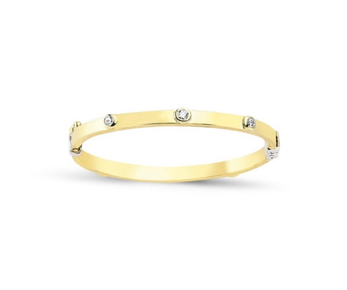 9ct Yellow Gold Children’s CZ Set Hinged Bangle