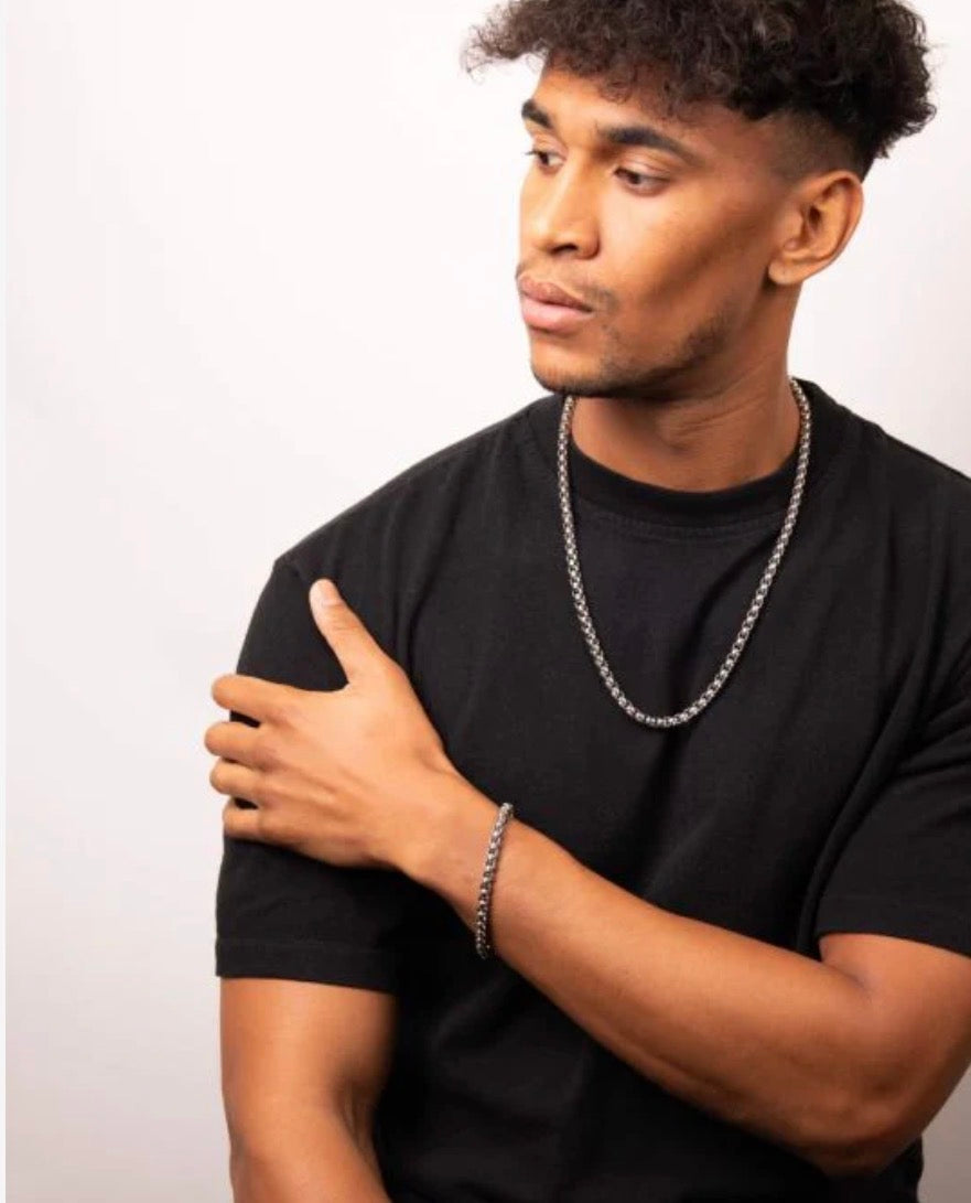 Men’s Large Belcher Link Bracelet – Polished Stainless Steel