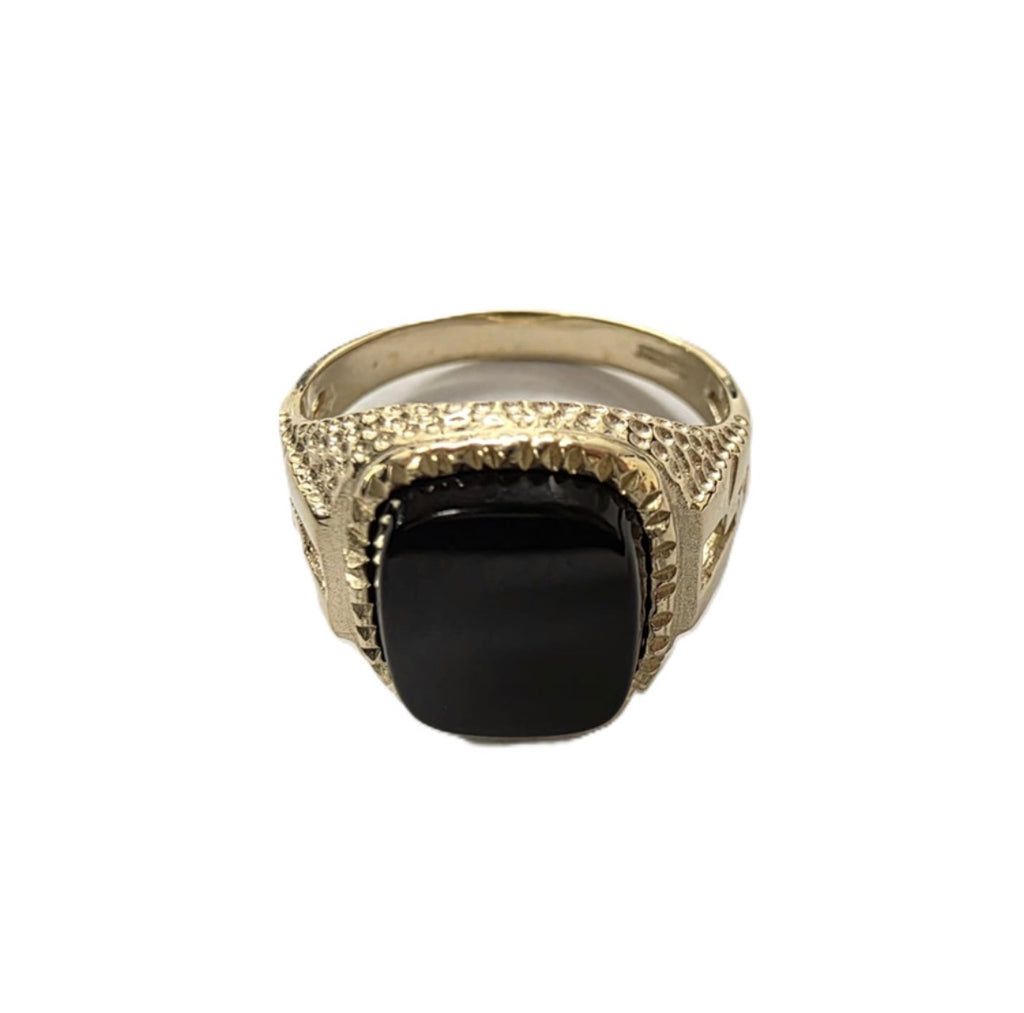 9ct Yellow Gold Cushion-Cut Black Onyx Signet Ring – Classic Gents Statement