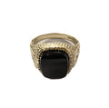 9ct Yellow Gold Cushion-Cut Black Onyx Signet Ring – Classic Gents Statement