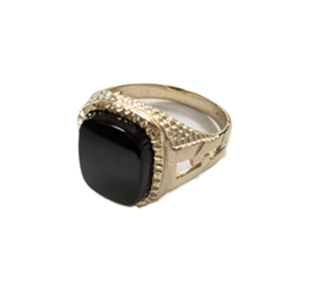 9ct Yellow Gold Cushion-Cut Black Onyx Signet Ring – Classic Gents Statement