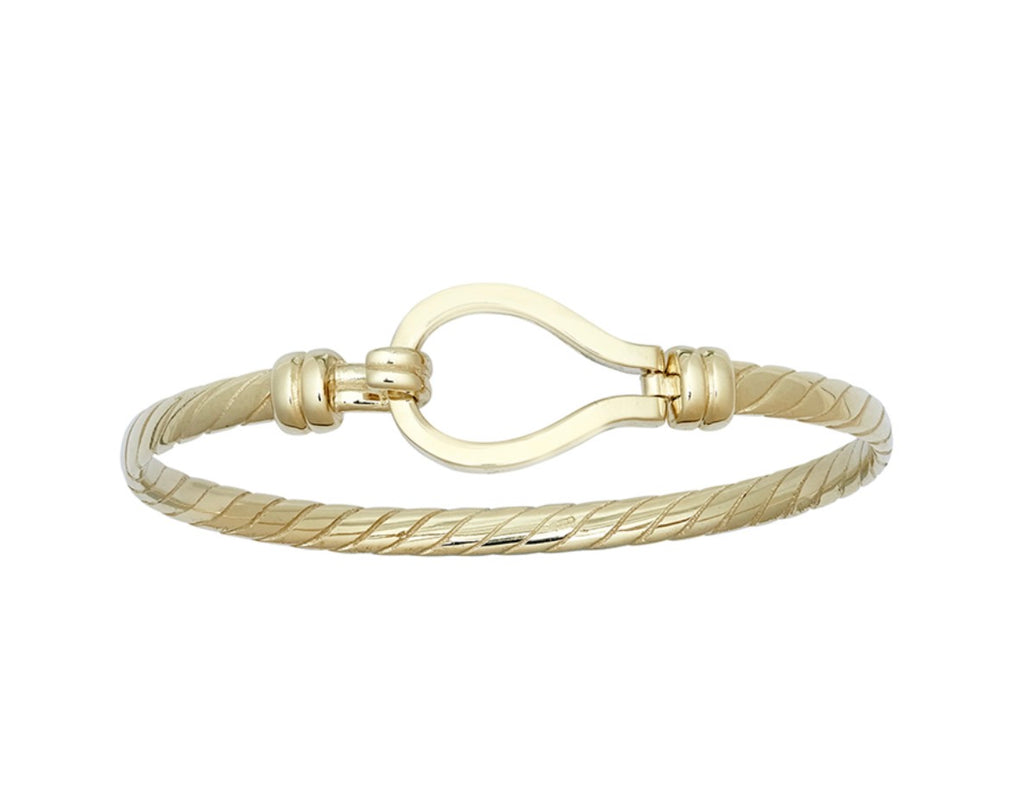 9ct Yellow Gold Plain Twisted Hook Bangle – 12.4g