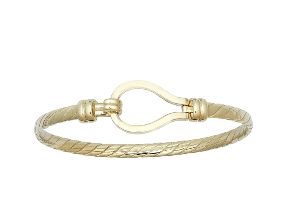 9ct Yellow Gold Plain Twisted Hook Bangle – 12.4g