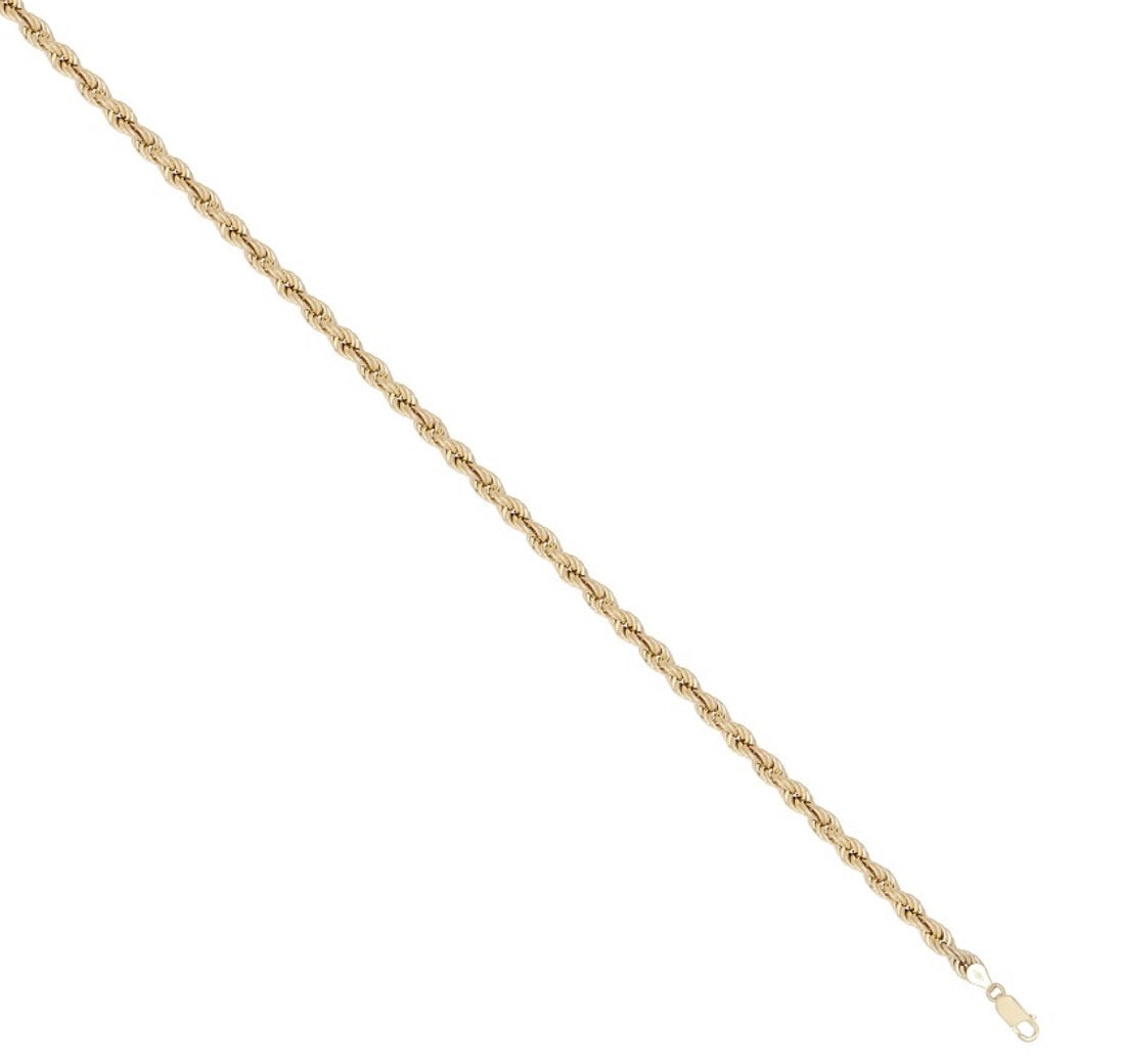 9ct Yellow Gold 6mm Rope Bracelet – Hollow Design