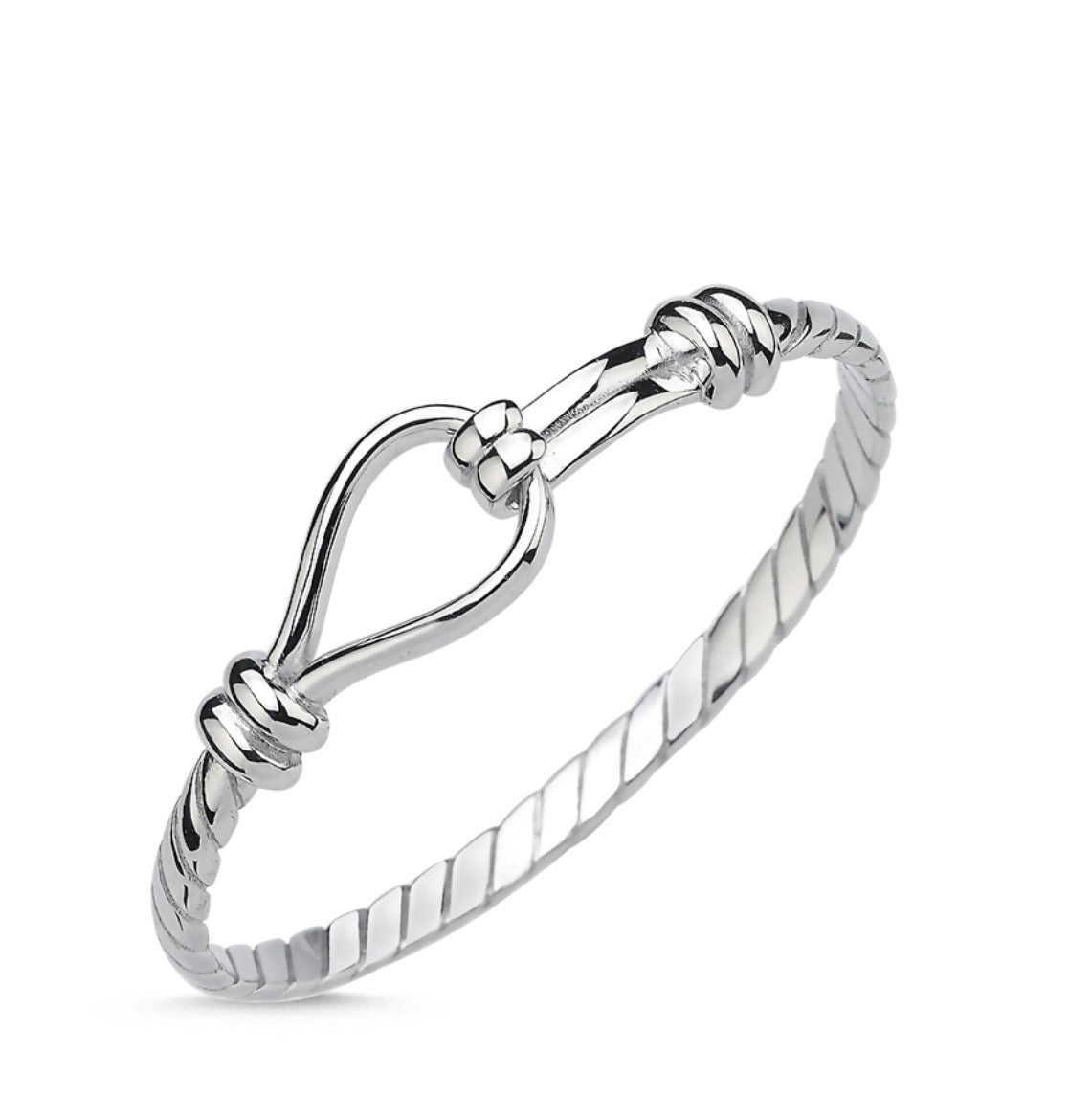 Sterling Silver Twisted Baby Bangle – Classic Hook Design