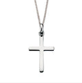 Sterling Silver Plain Cross Pendant with Diamond Cut Chain (41–46cm Adjustable)