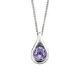 Sterling Silver Natural Amethyst Teardrop Pendant Necklace