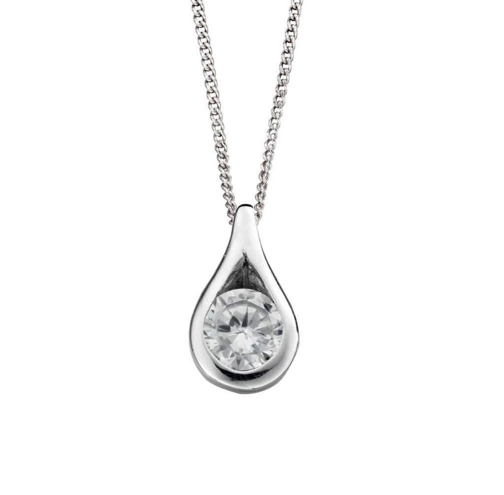 Sterling Silver Teardrop Cubic Zirconia Necklace