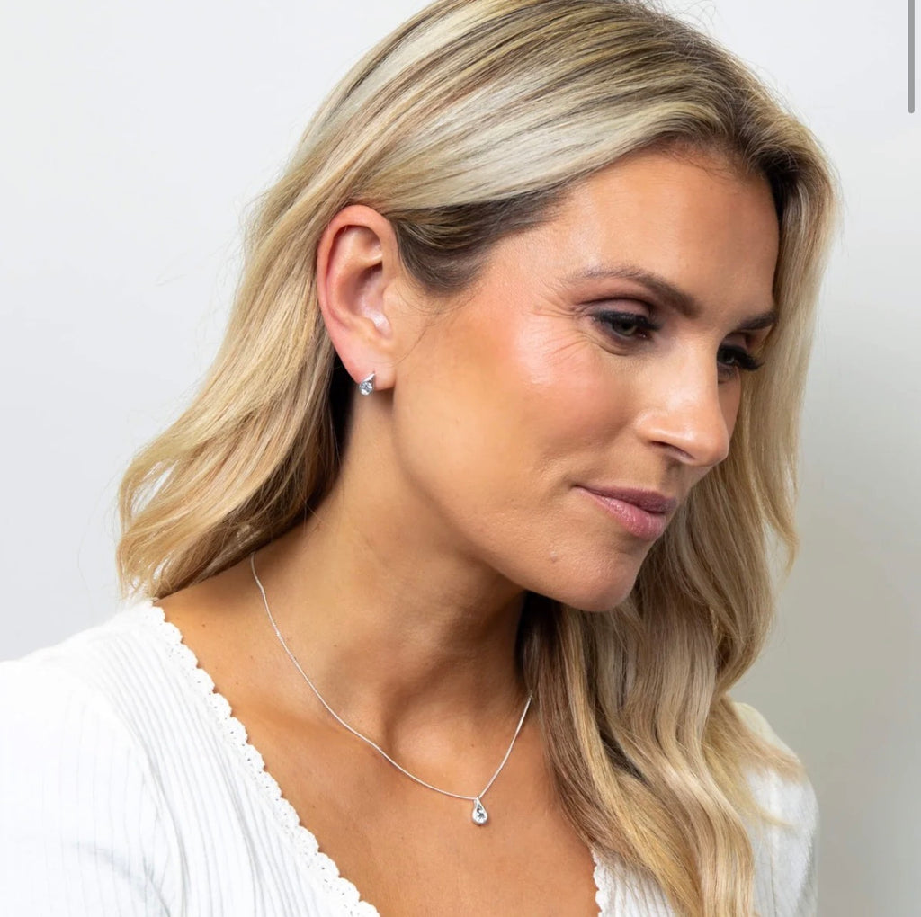 Sterling Silver Teardrop Cubic Zirconia Necklace