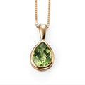 9ct Yellow Gold Peridot Teardrop Necklace – Natural August Birthstone