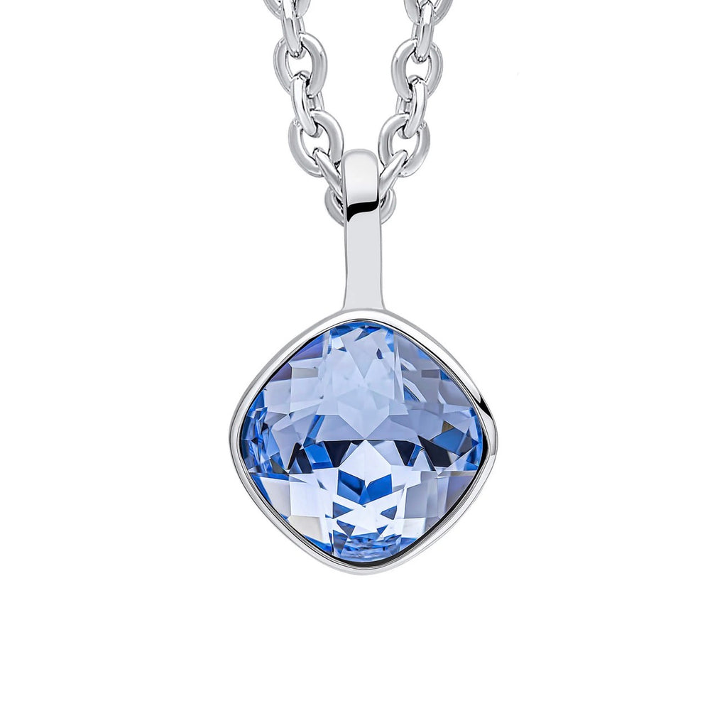 Sterling Silver Cushion Cut Sapphire Crystal Necklace - 51cm