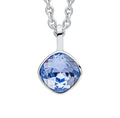 Sterling Silver Cushion Cut Sapphire Crystal Necklace - 51cm
