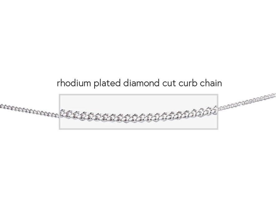 Sterling Silver Cushion Cut Sapphire Crystal Necklace - 51cm