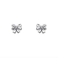 Diamond Bow Stud Earrings in Sterling Silver