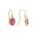 Oval Cut Pink Topaz Drop Earrings in 9ct Yellow Gold