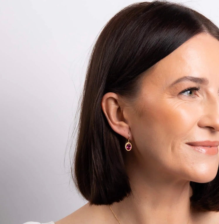 Oval Cut Pink Topaz Drop Earrings in 9ct Yellow Gold