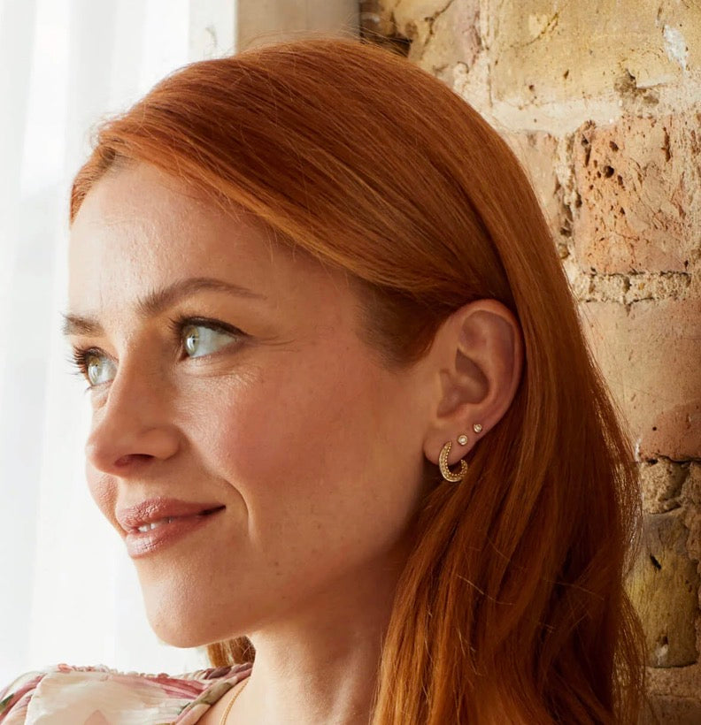 9ct Yellow Gold Bezel Set Diamond Stud Earrings