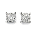 9ct White Gold Natural Diamond Cluster Stud Earrings