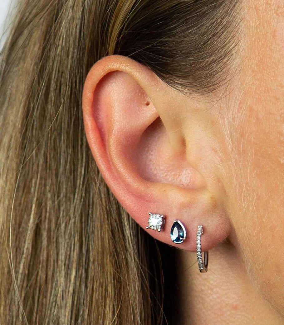 9ct White Gold Natural Diamond Cluster Stud Earrings