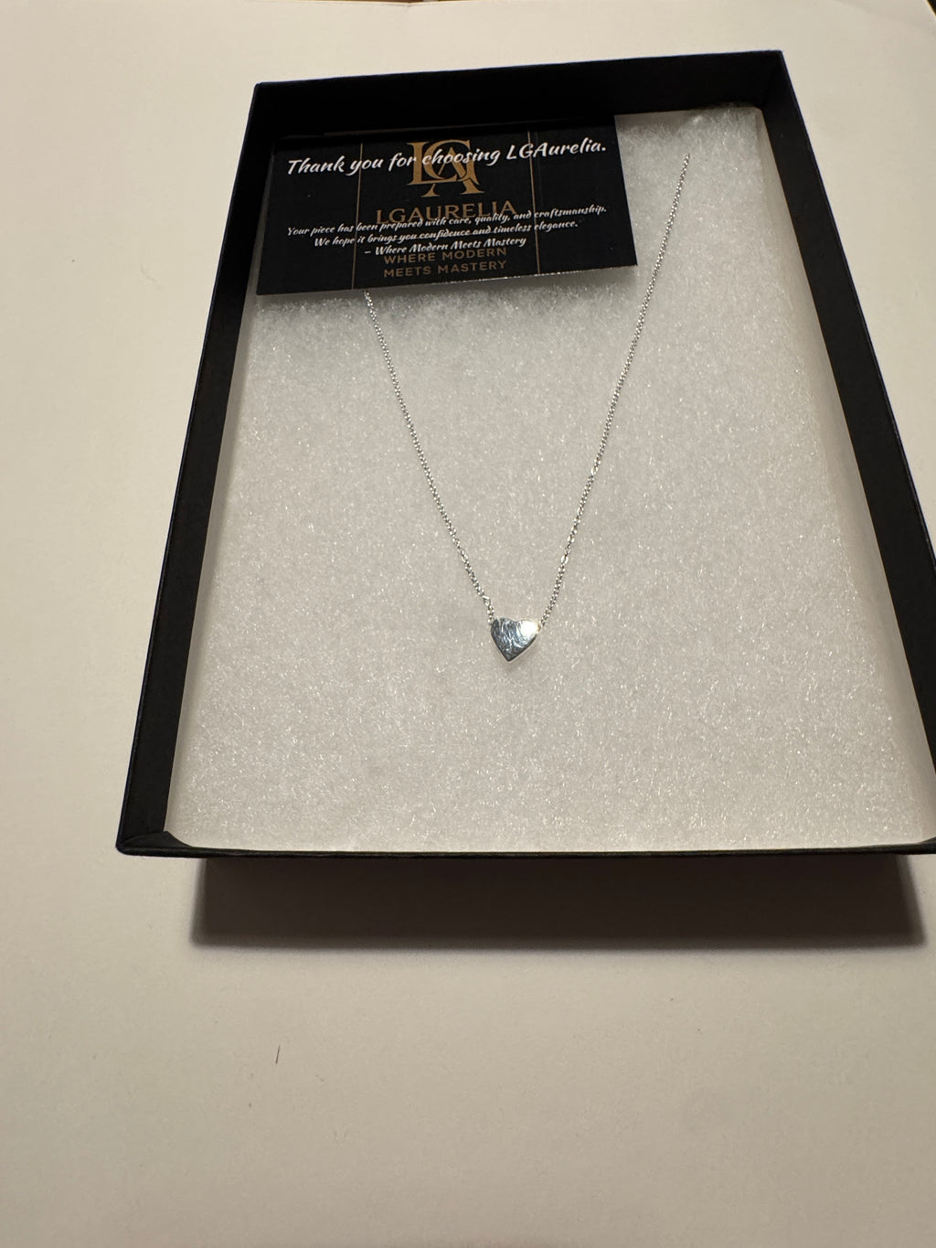Sterling Silver Heart Pendant Necklace – Polished Love Necklace (42–44cm Adjustable)