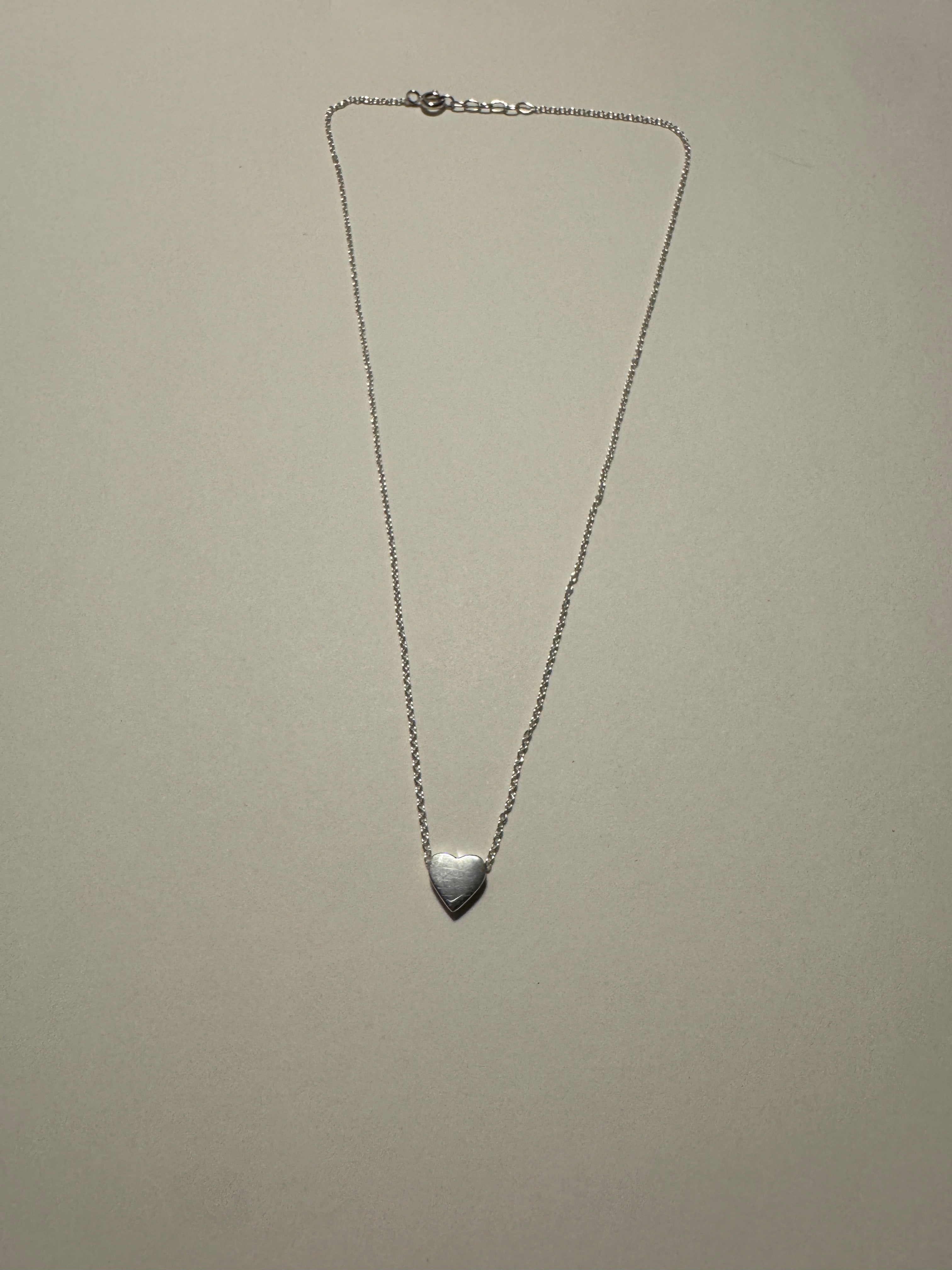 Sterling Silver Heart Pendant Necklace – Polished Love Necklace (42–44cm Adjustable)
