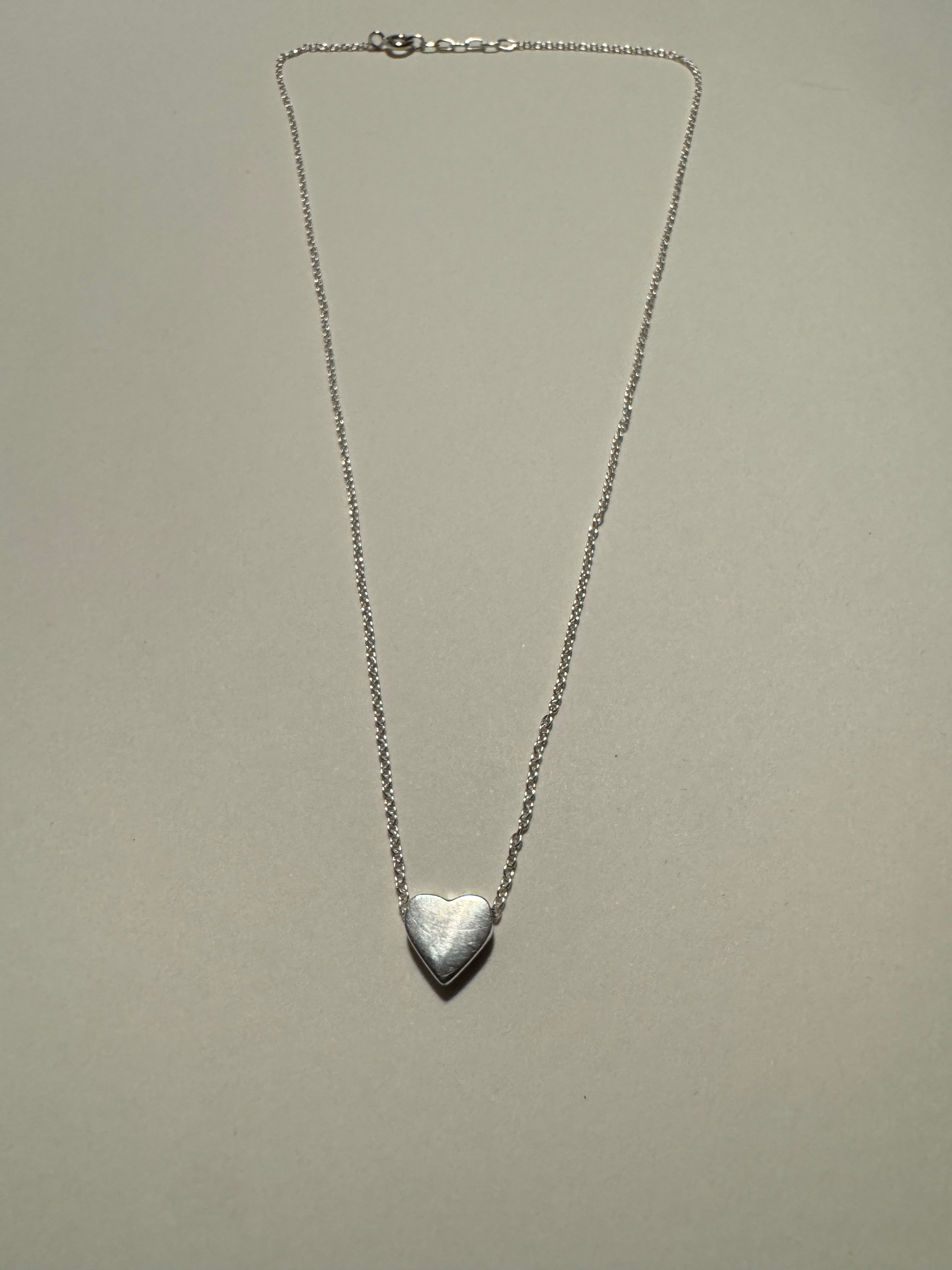 Sterling Silver Heart Pendant Necklace – Polished Love Necklace (42–44cm Adjustable)