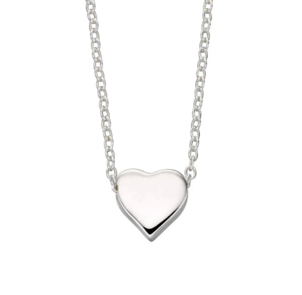 Sterling Silver Heart Pendant Necklace – Polished Love Necklace (42–44cm Adjustable)