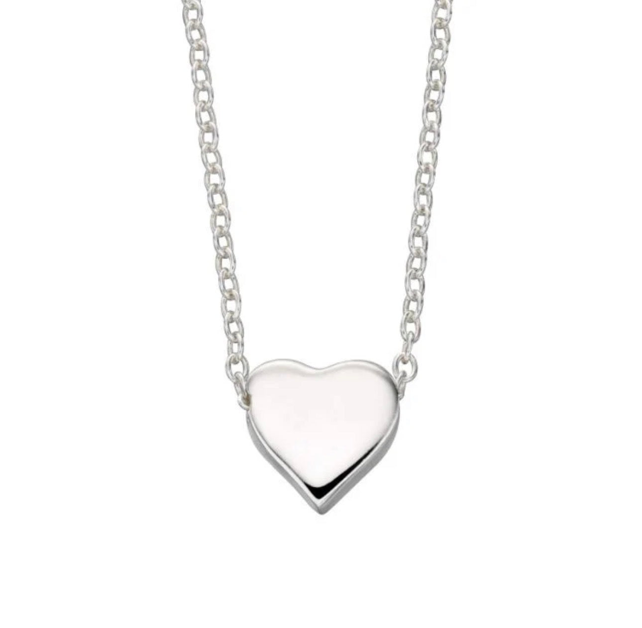 Sterling Silver Heart Pendant Necklace – Polished Love Necklace (42–44cm Adjustable)