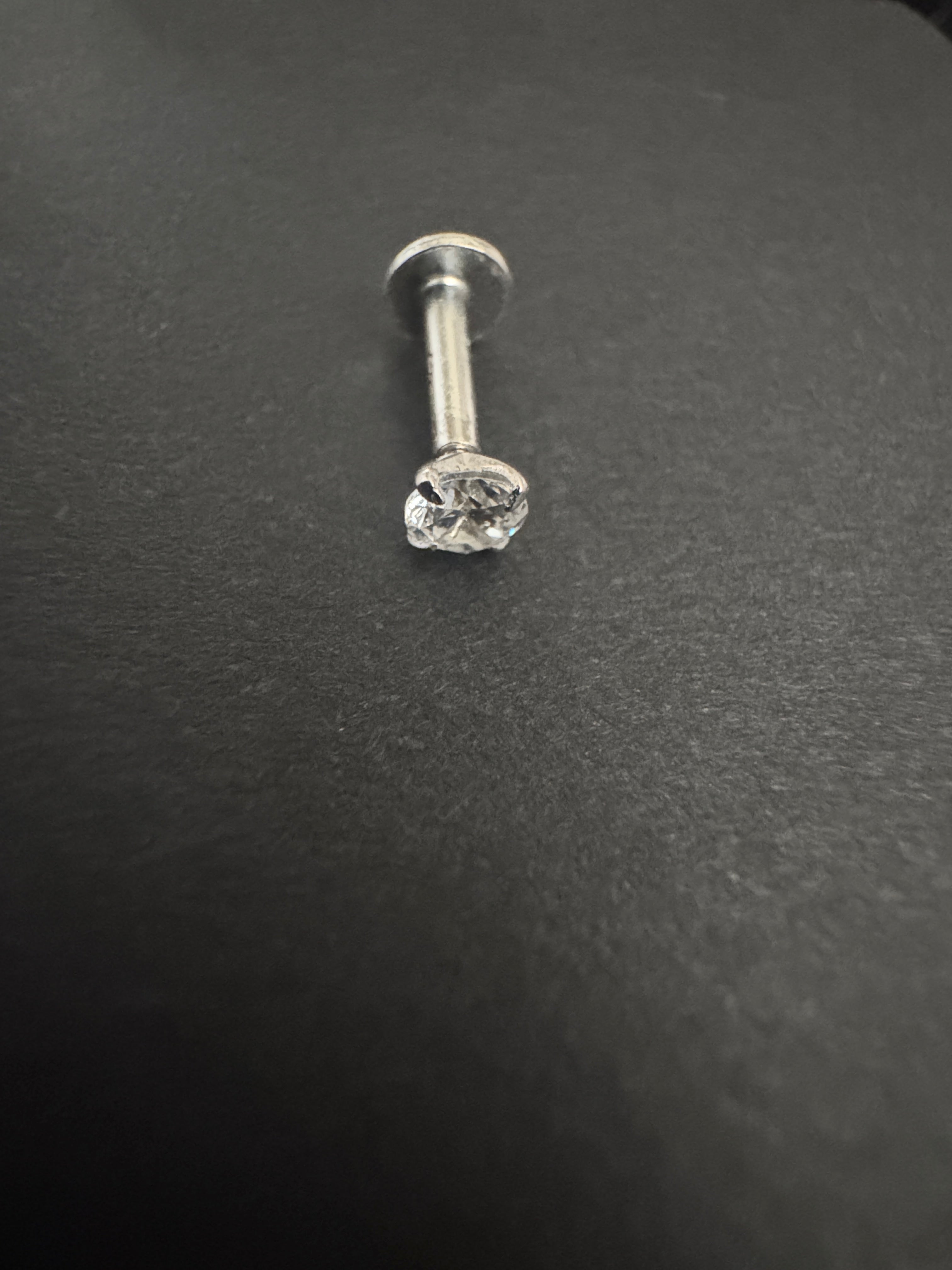 Sterling Silver CZ Labret Stud Earring – Flat Back Cartilage Helix Tragus Piercing