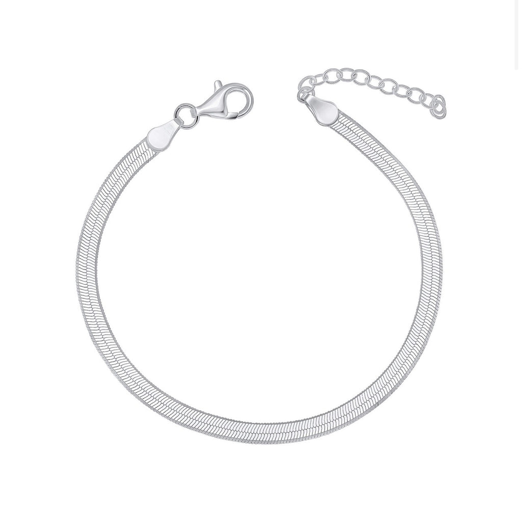 Sterling Silver HerringboneBracelet 3.5mm | Flat Snake Chain Bracelet
