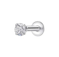 Sterling Silver CZ Labret Stud Earring – Flat Back Cartilage Helix Tragus Piercing
