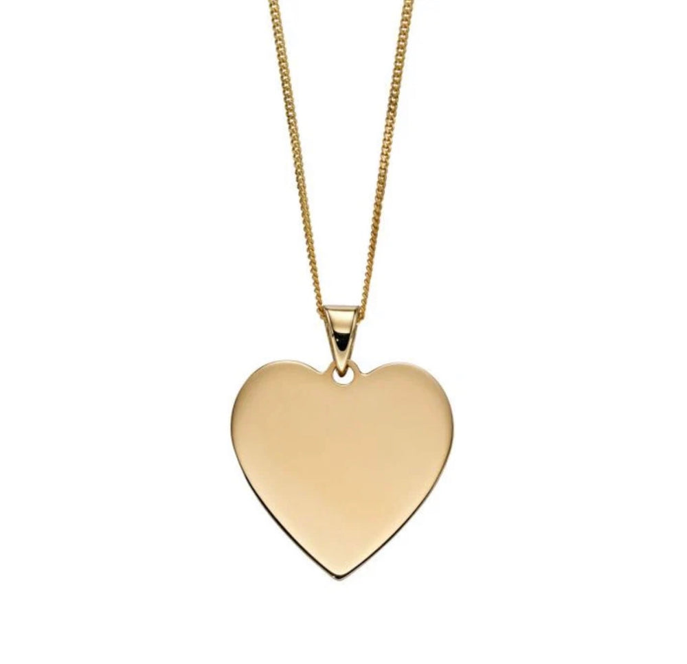 9ct Yellow Gold Heart Engravable Pendant necklace