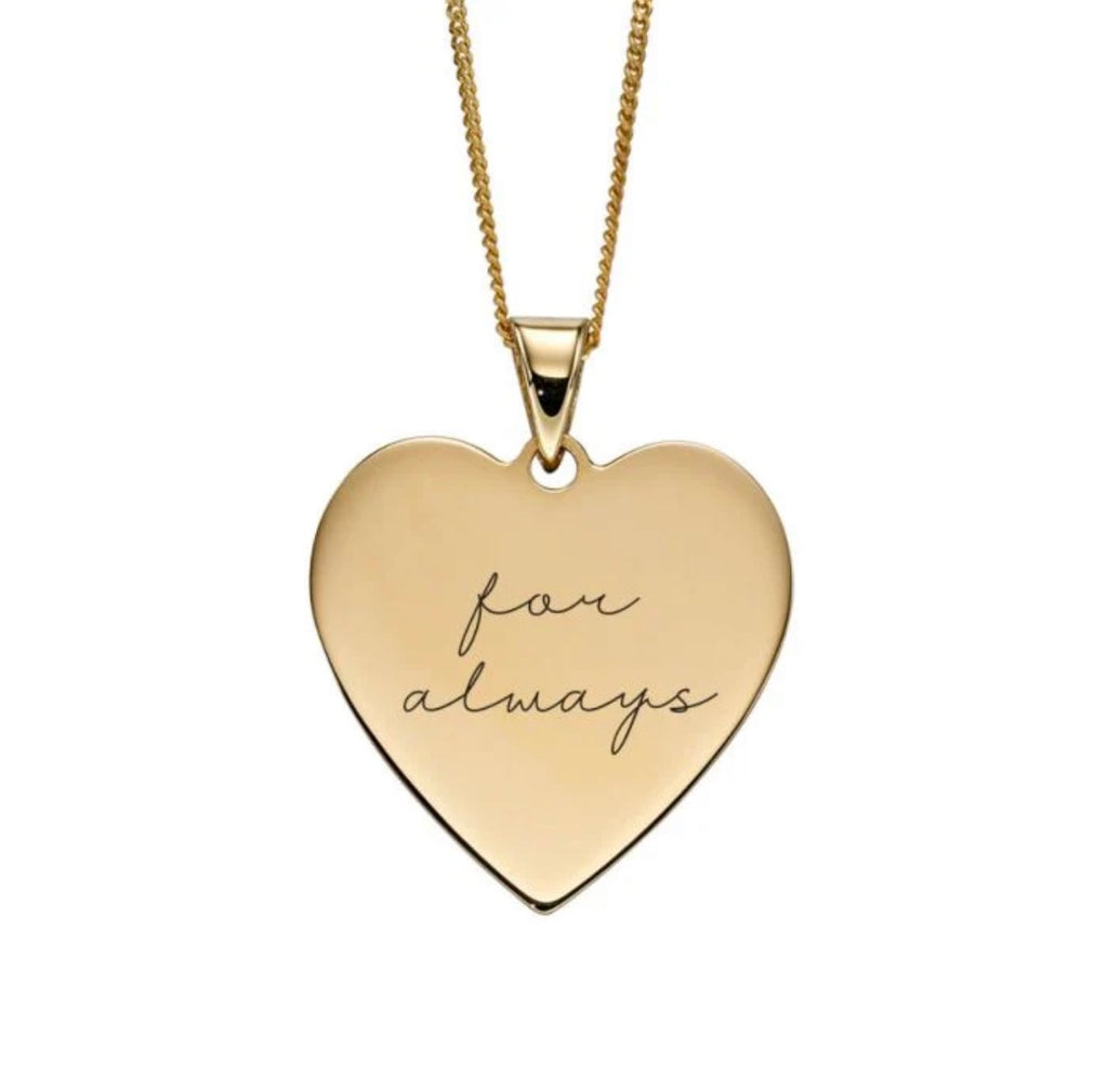9ct Yellow Gold Heart Engravable Pendant necklace