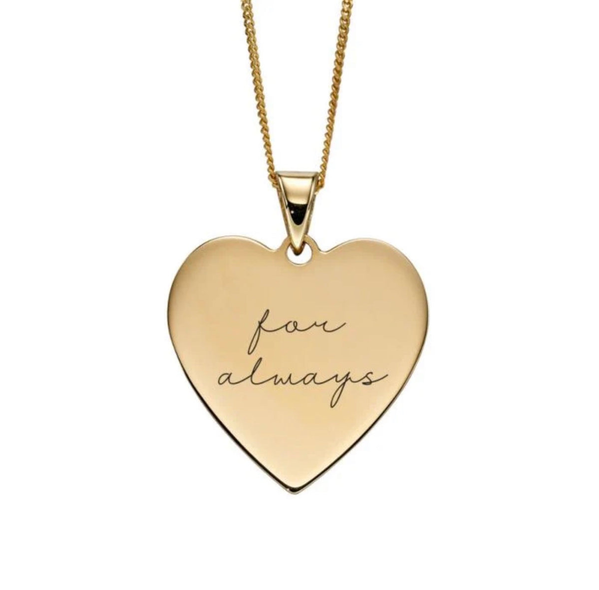 9ct Yellow Gold Heart Engravable Pendant necklace