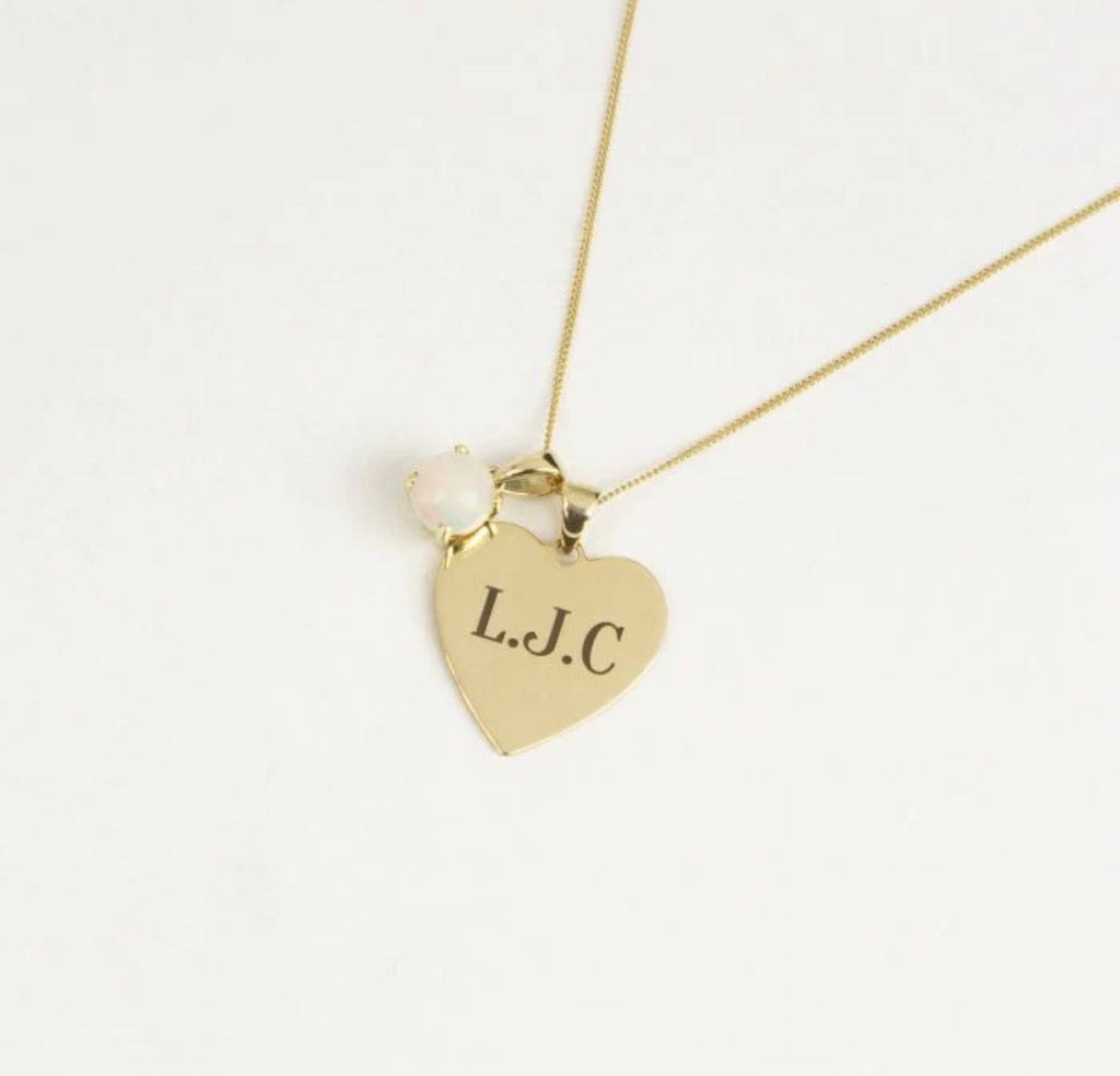 9ct Yellow Gold Heart Engravable Pendant necklace