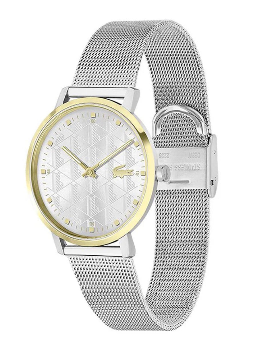 Lacoste Two-Tone Mesh Strap Watch - Gold Bezel & Silver Mesh Strap