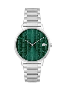 Lacoste Silver Bracelet Watch - Green Dial Minimalist Design.